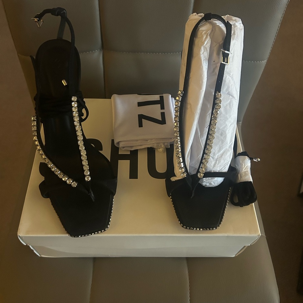 SCHUTZ Black Heels with Silver Accents